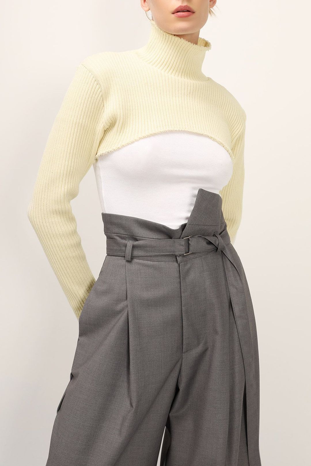 Picture of Avery High Neck Super Crop Top - Ivory