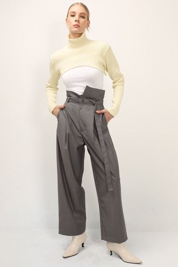 Picture of Avery High Neck Super Crop Top - Ivory