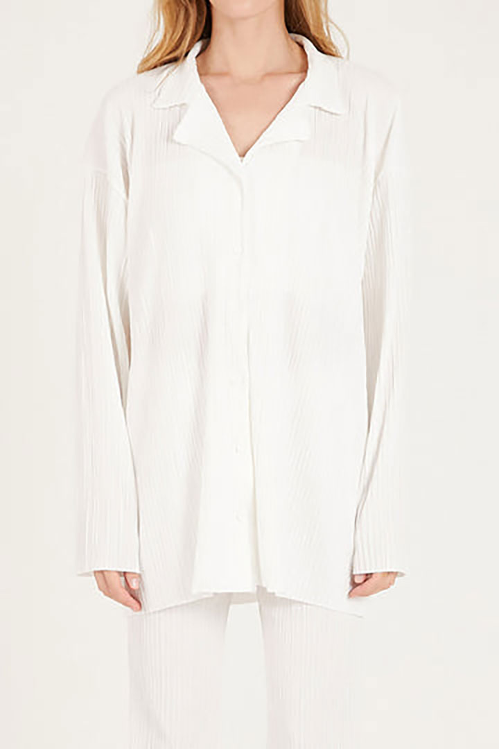 Picture of Maria Oversized Plisse Shirt-White