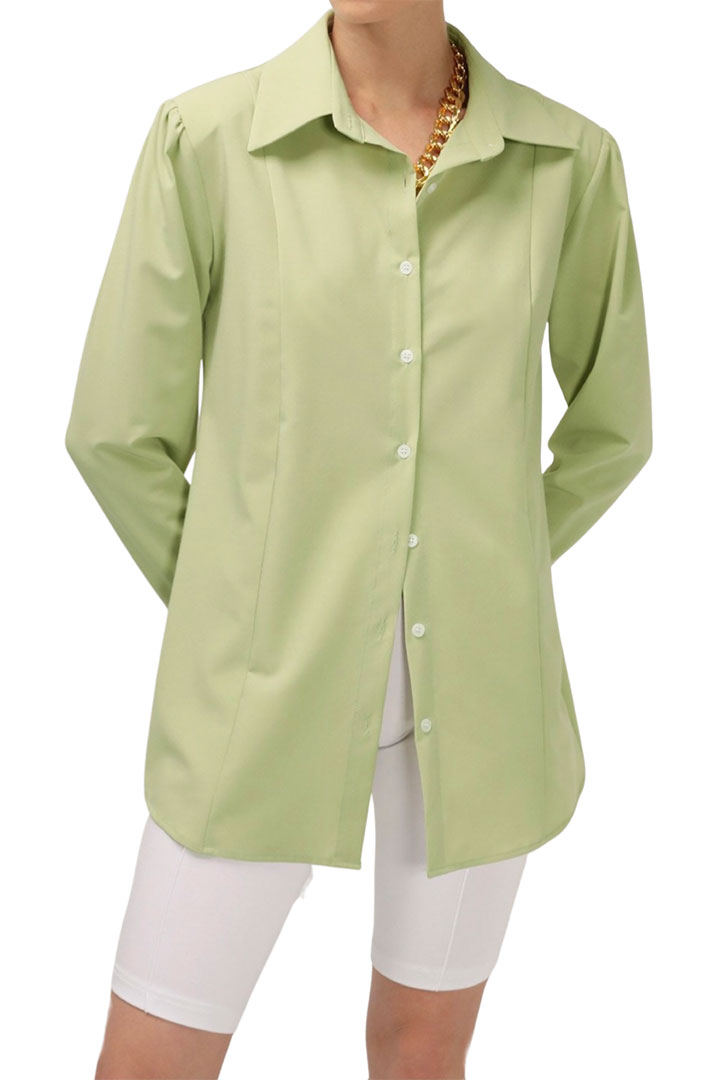 Picture of Lucy Padded Pintuck Blouse - Light Green