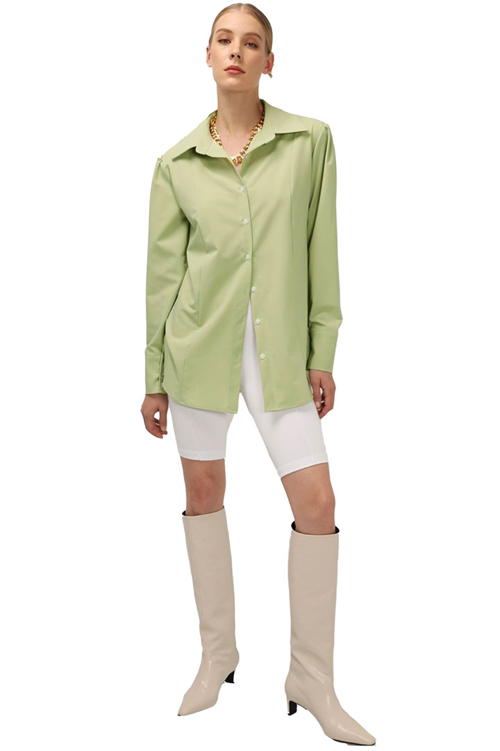 Picture of Lucy Padded Pintuck Blouse - Light Green