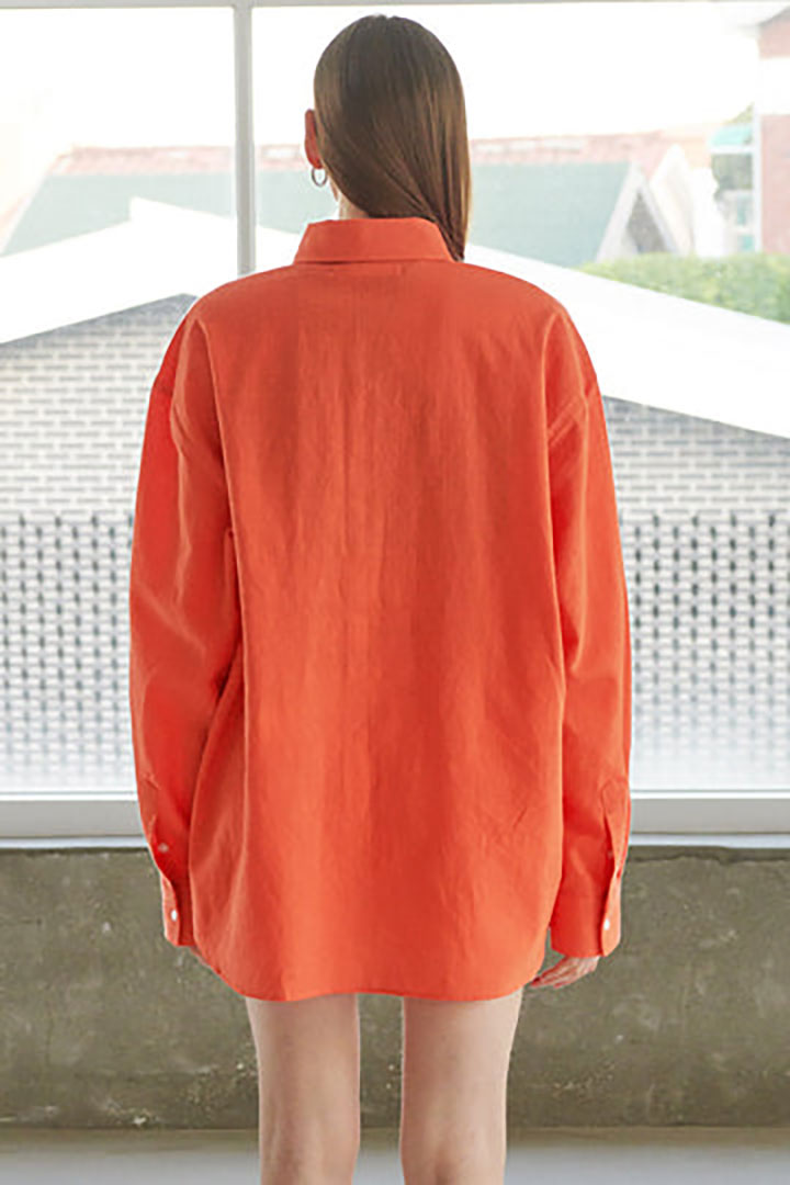 Picture of Sadie Boyfriend Shirt-Orange