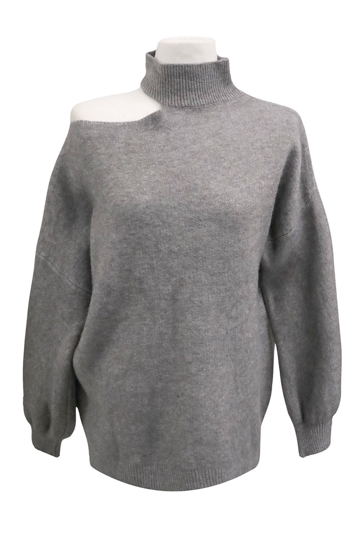 Picture of Josephine Cut Out Knit Top-Gray