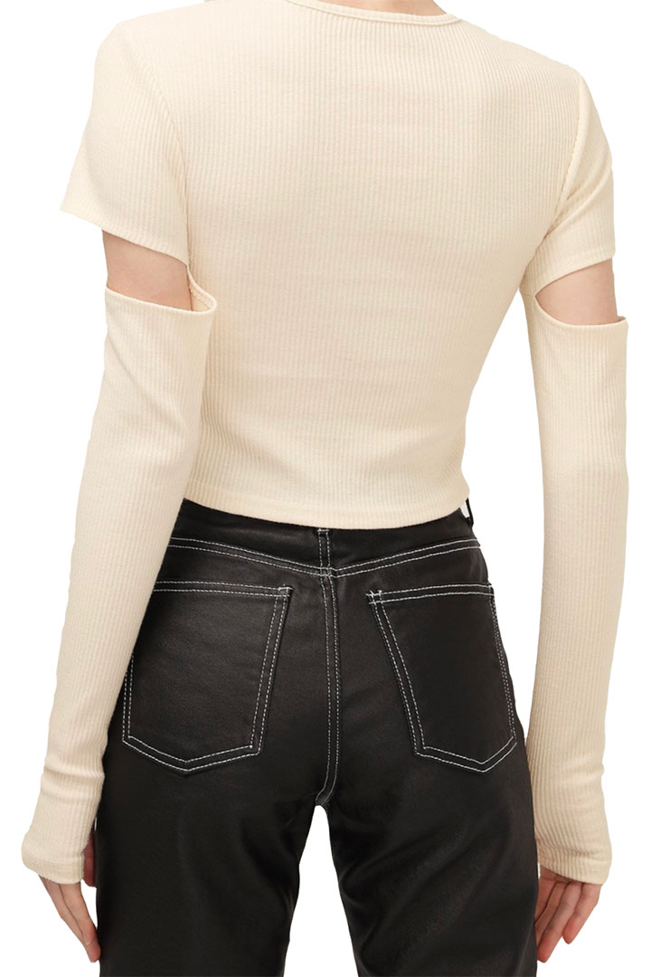 Picture of Leila Cutout Sleeve Top-Cream