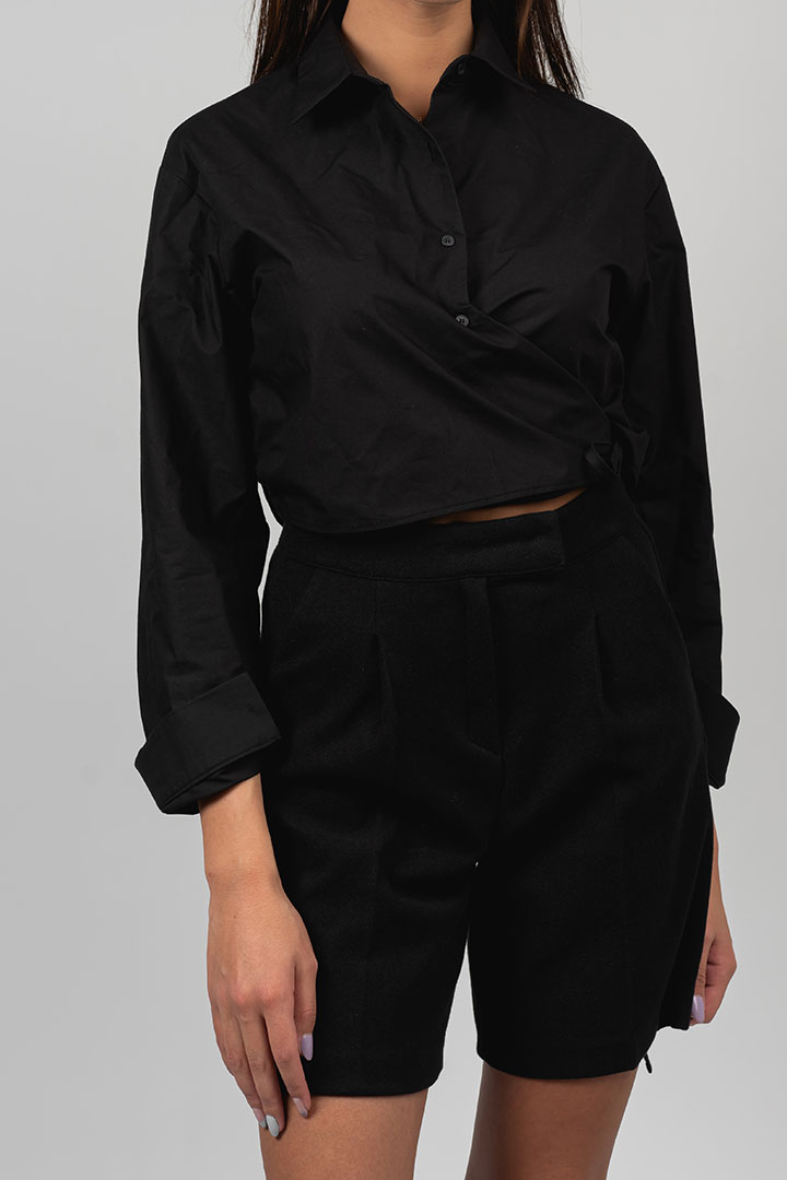 Picture of Dani Wrap Tie Shirt-Black