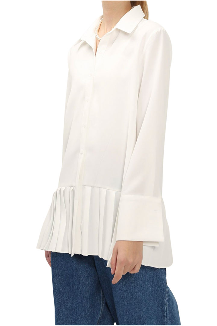 Picture of Reina Pleated Hem Shirt-Ivory