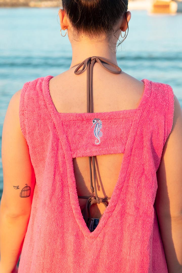 Picture of V Neck Towel Dress-Pink