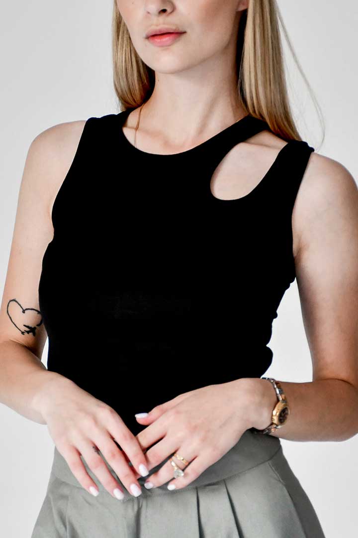 Picture of Cut Out Fitted Tank-Black
