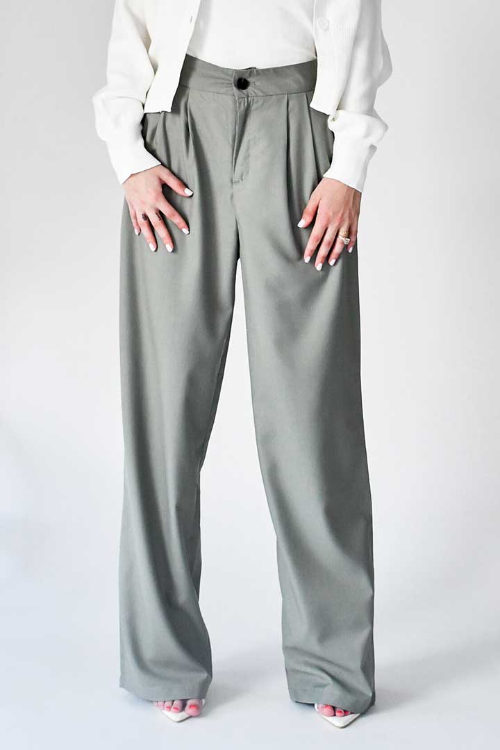 Picture of High Waisted Wide Leg Pant-Green