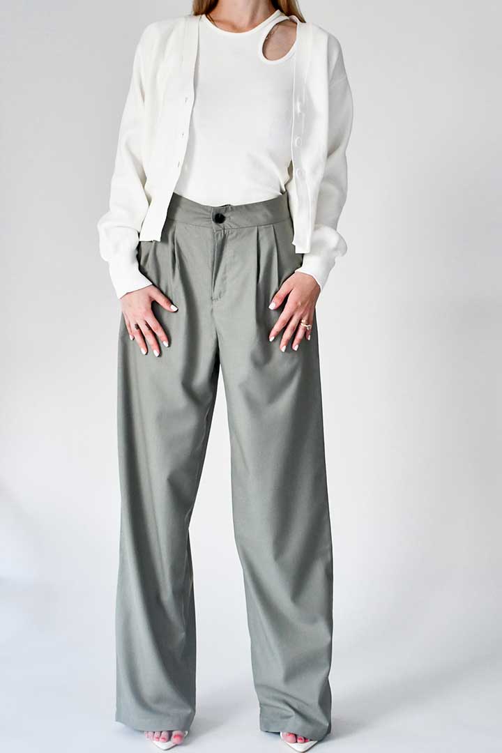 Picture of High Waisted Wide Leg Pant-Green