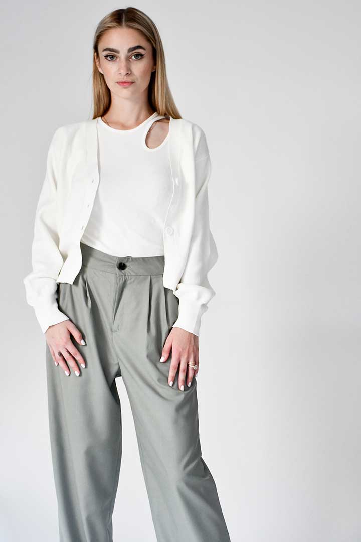 Picture of High Waisted Wide Leg Pant-Green