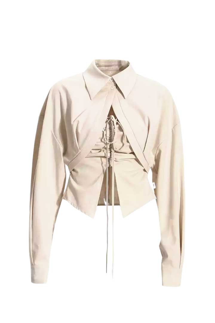 Picture of Two Piece Corset Detailed Top-Beige