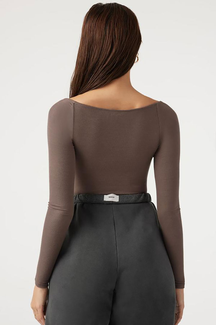 Picture of Square Neck Long Sleeve-Mauve Rib
