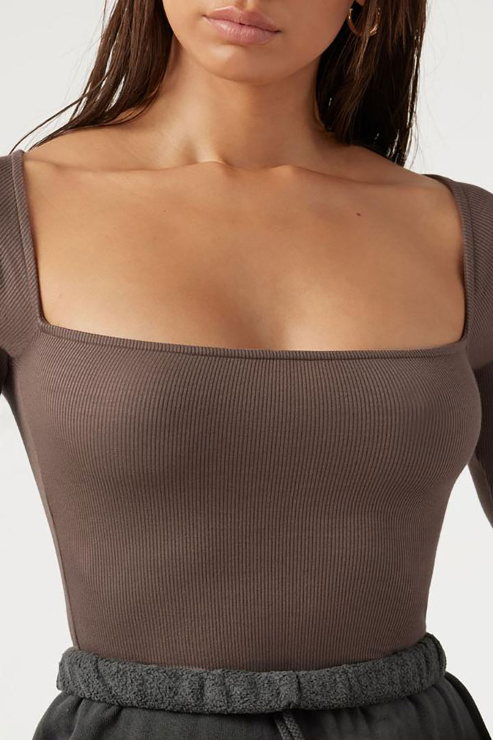 Picture of Square Neck Long Sleeve-Mauve Rib
