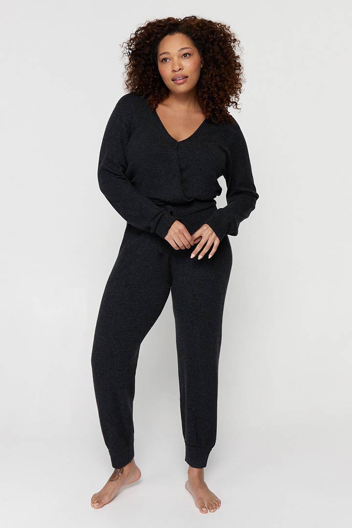 Picture of Houston Rib Surplice Jumpsuit-Black