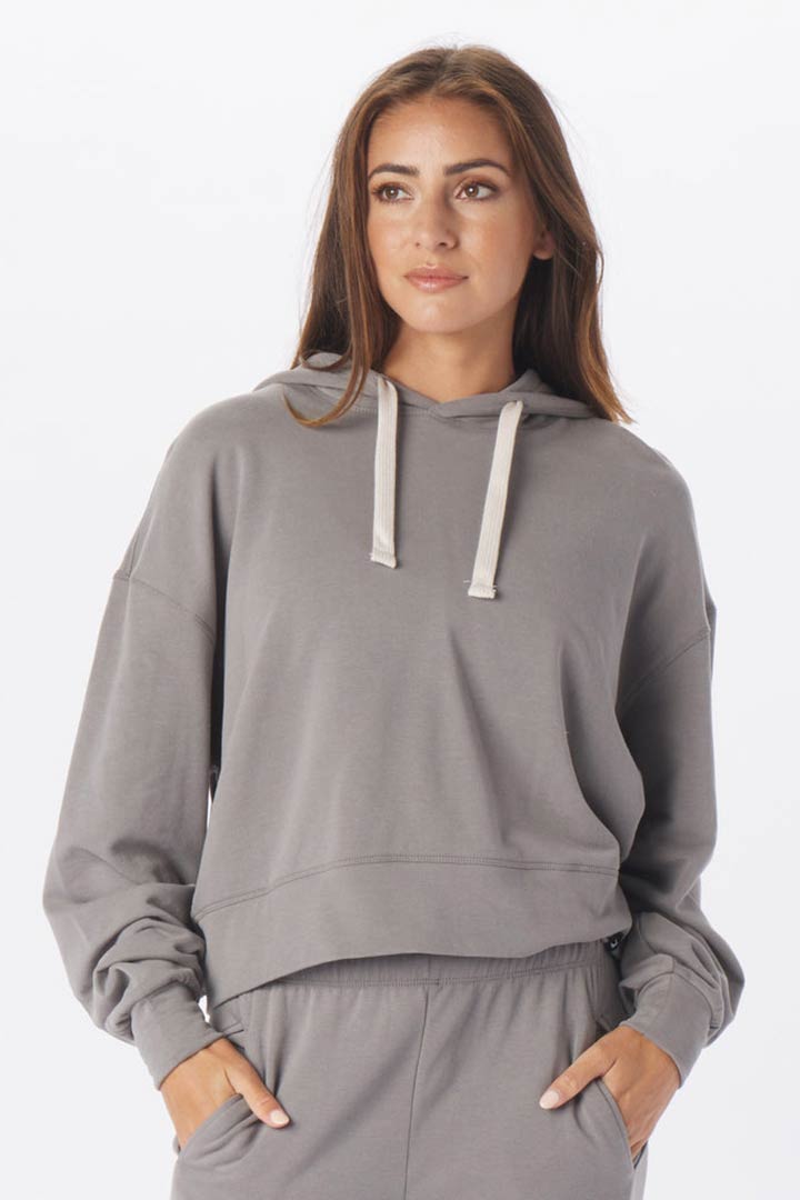 Picture of Vintage Oversize Crop Hoodie-Silver Fog