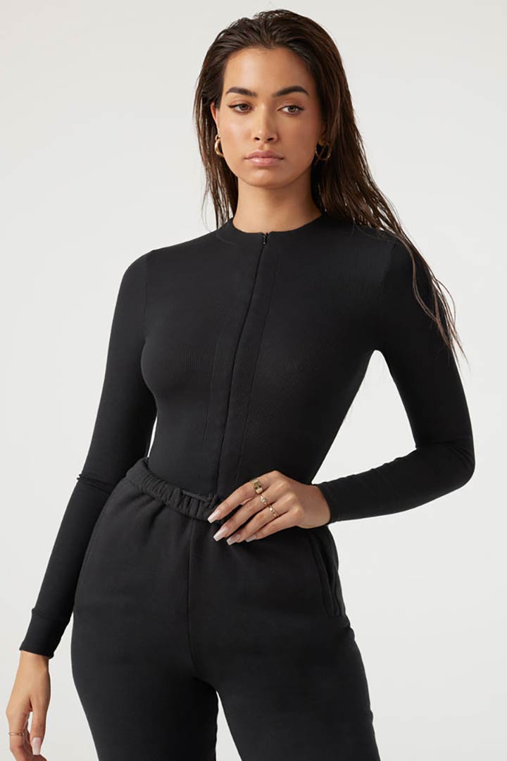 Picture of Invisible Zip Long Sleeve-Black Flex Rib 