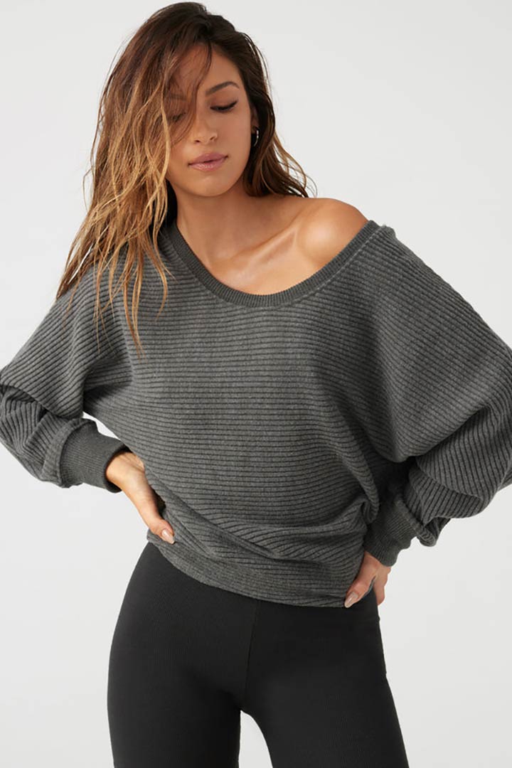 Picture of Slouchy Dolman Ultra Soft Longsleeve-Charcoal LuxeKnit