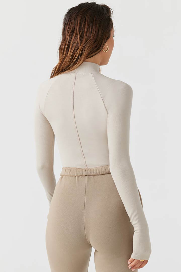 Picture of Stitch Mock Neck Long Sleeve-Dune Flex Rib