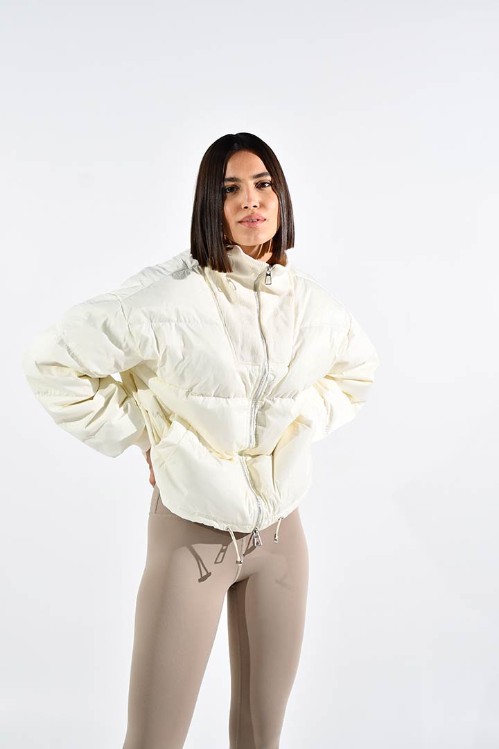 Picture of Collared Puffer Jacket-White