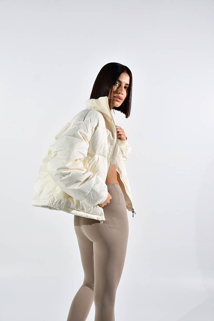 Picture of Collared Puffer Jacket-White