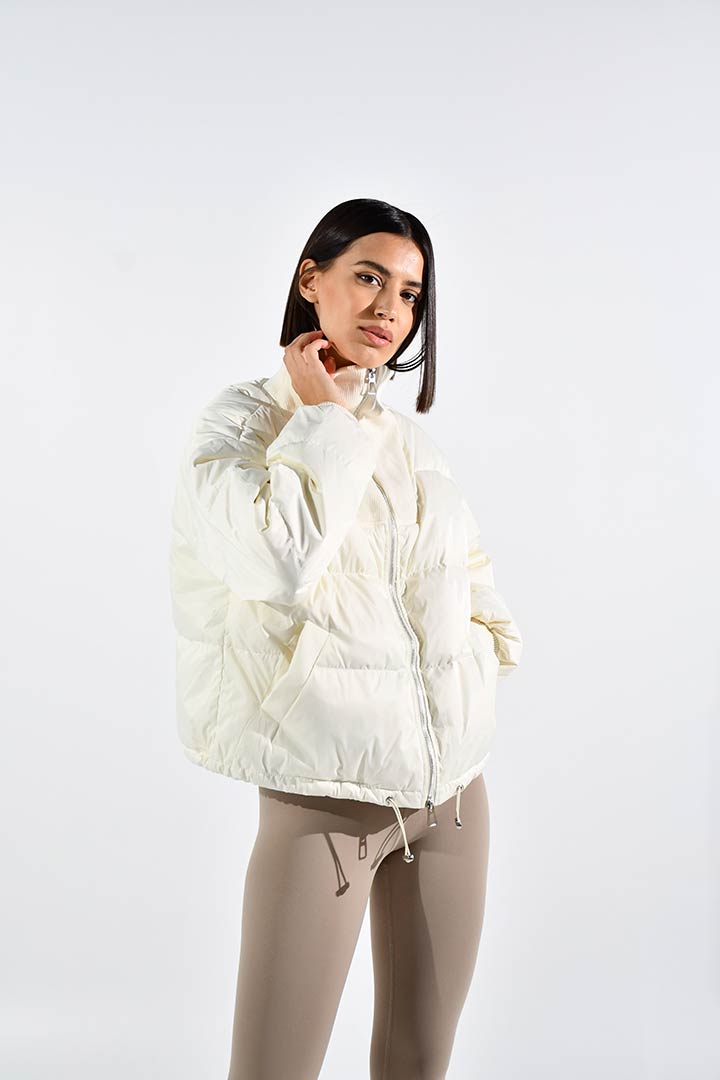 Picture of Collared Puffer Jacket-White