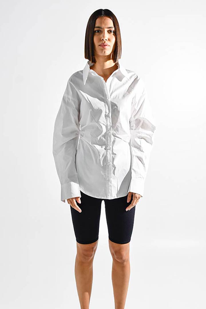 Picture of Ruched Hourglass Blouse-White 