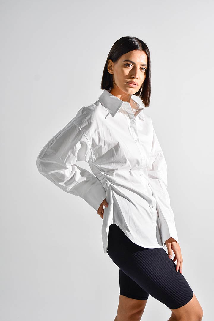 Picture of Ruched Hourglass Blouse-White 