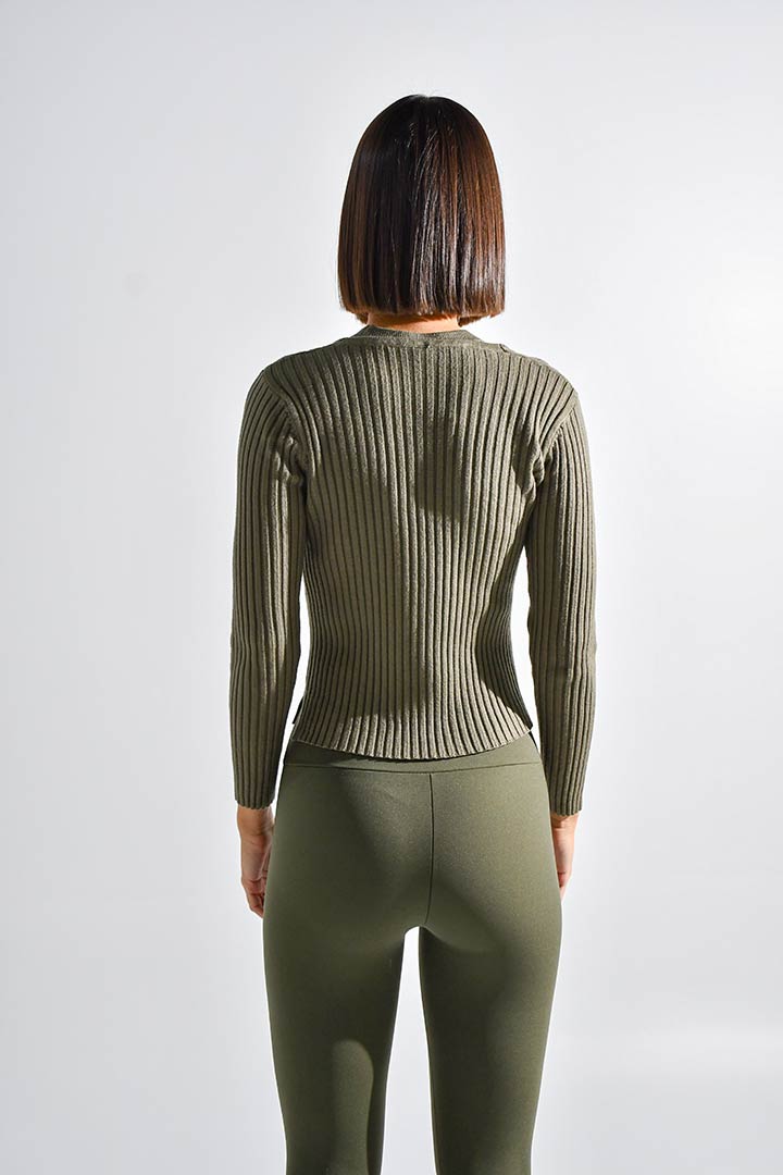 Picture of Twisted Halter Knitted Top-Green
