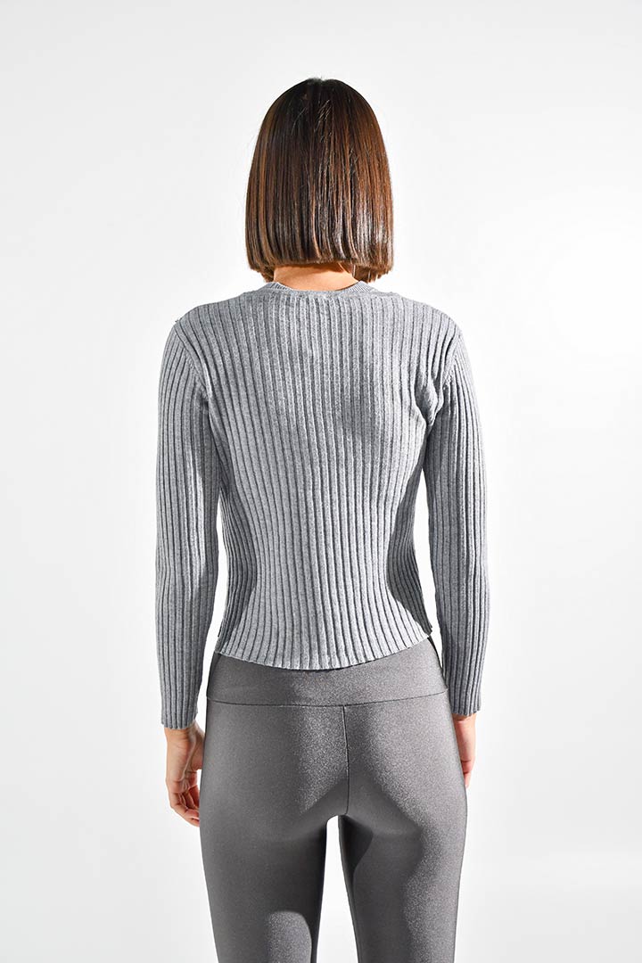 Picture of Twisted Halter Knitted Top-Grey