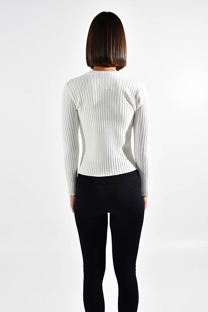 Picture of Twisted Halter Knitted Top-White