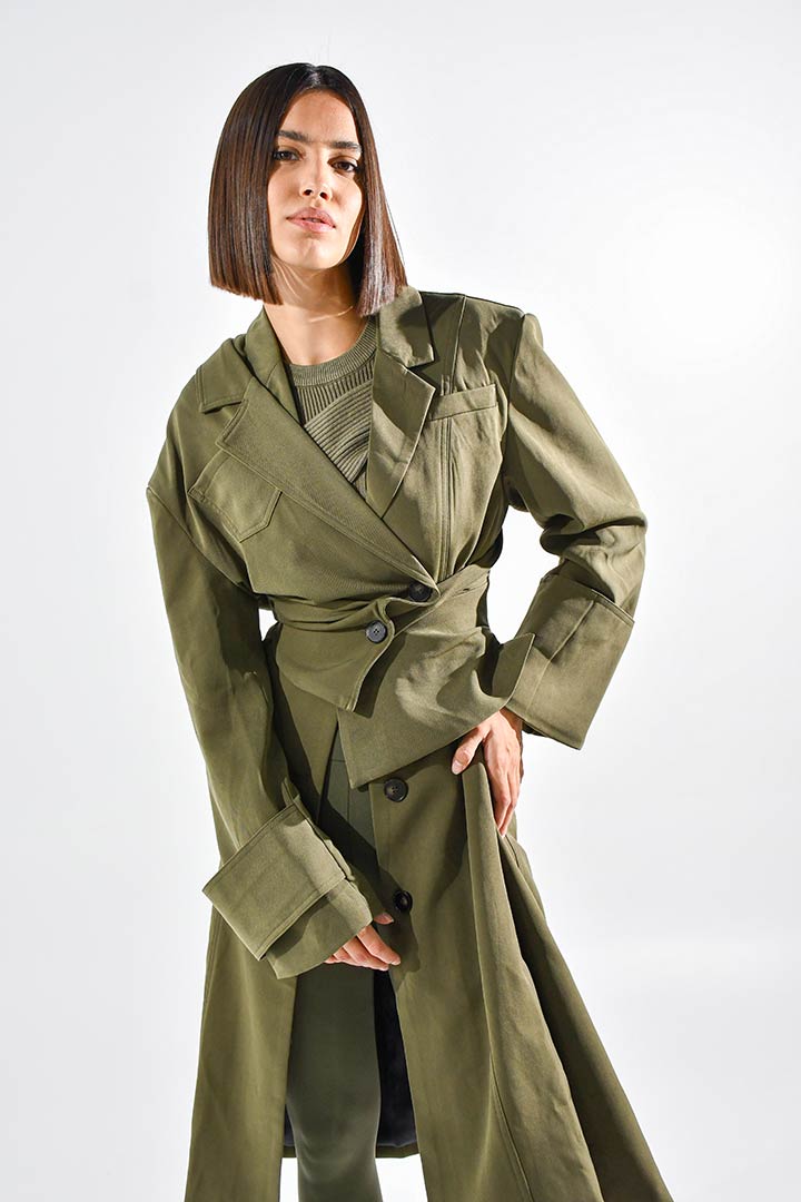 Picture of Two Piece Trench Coat-Green