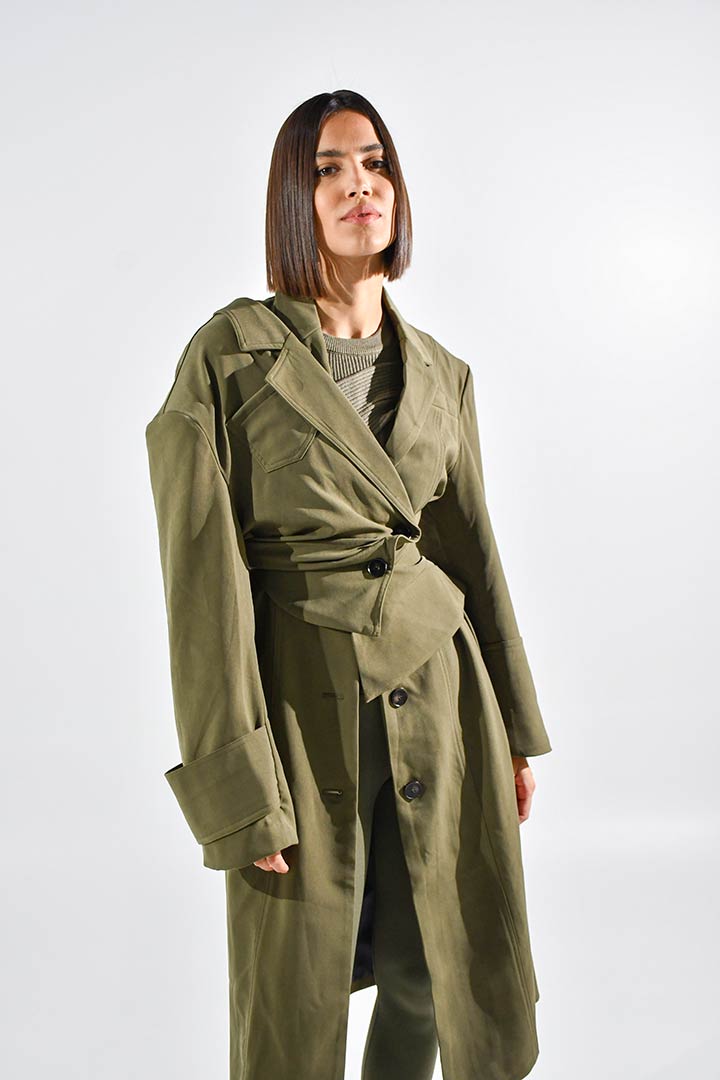 Picture of Two Piece Trench Coat-Green