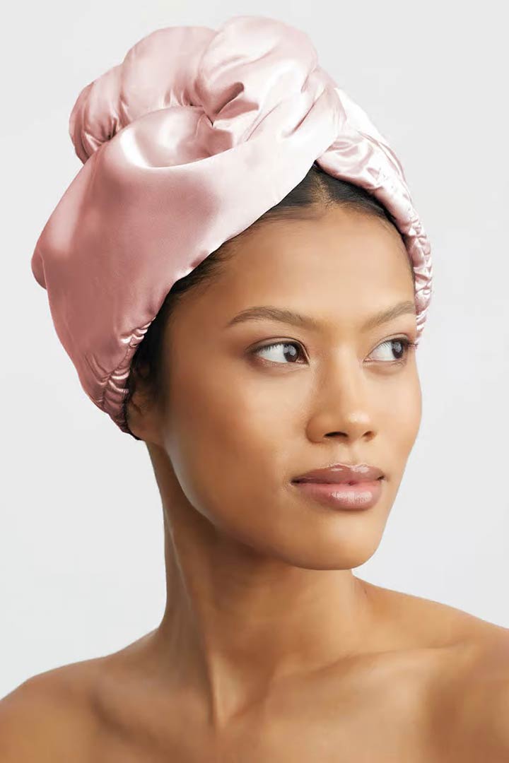 Picture of Satin-Wrapped Hair Towel-Blush