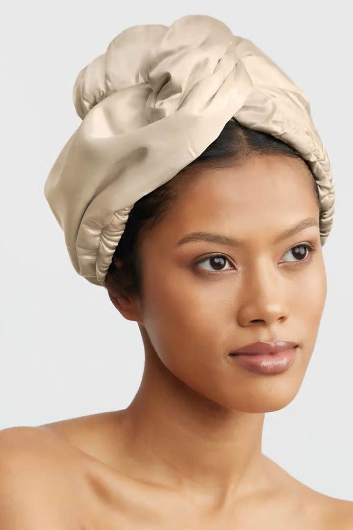 Picture of Satin-Wrapped Hair Towel-Champagne