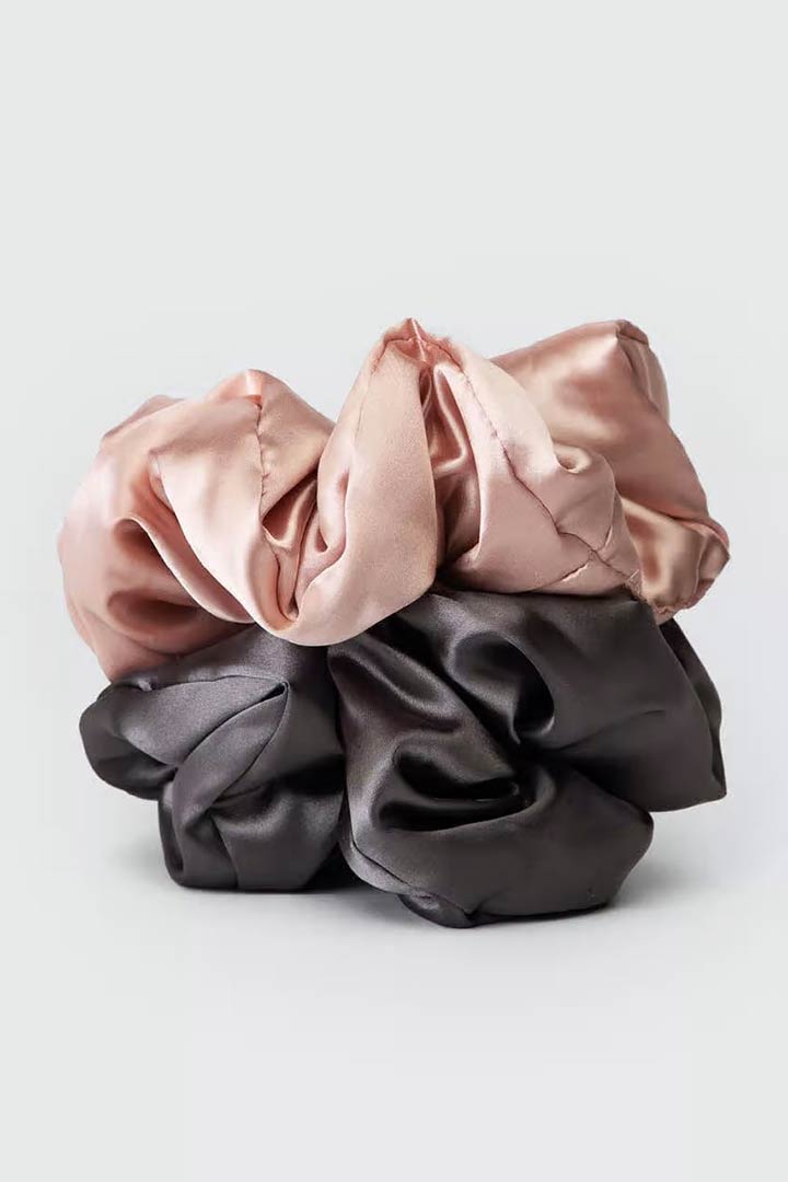 Picture of The Satin Pillow Scrunchies 2 pcs Set-Blush/Charcoal