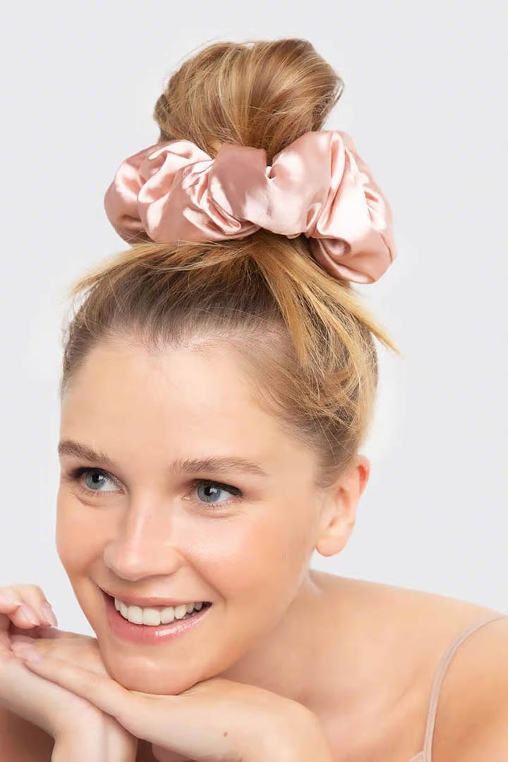 Picture of The Satin Pillow Scrunchies 2 pcs Set-Blush/Charcoal