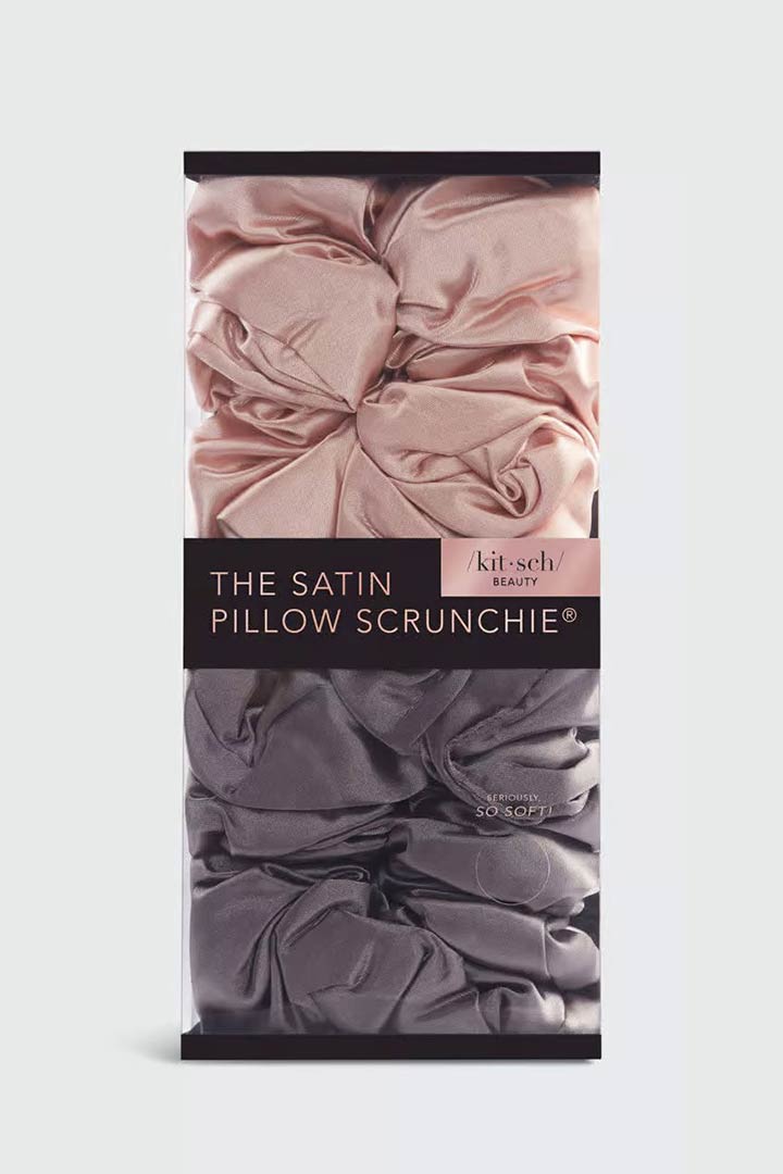 Picture of The Satin Pillow Scrunchies 2 pcs Set-Blush/Charcoal