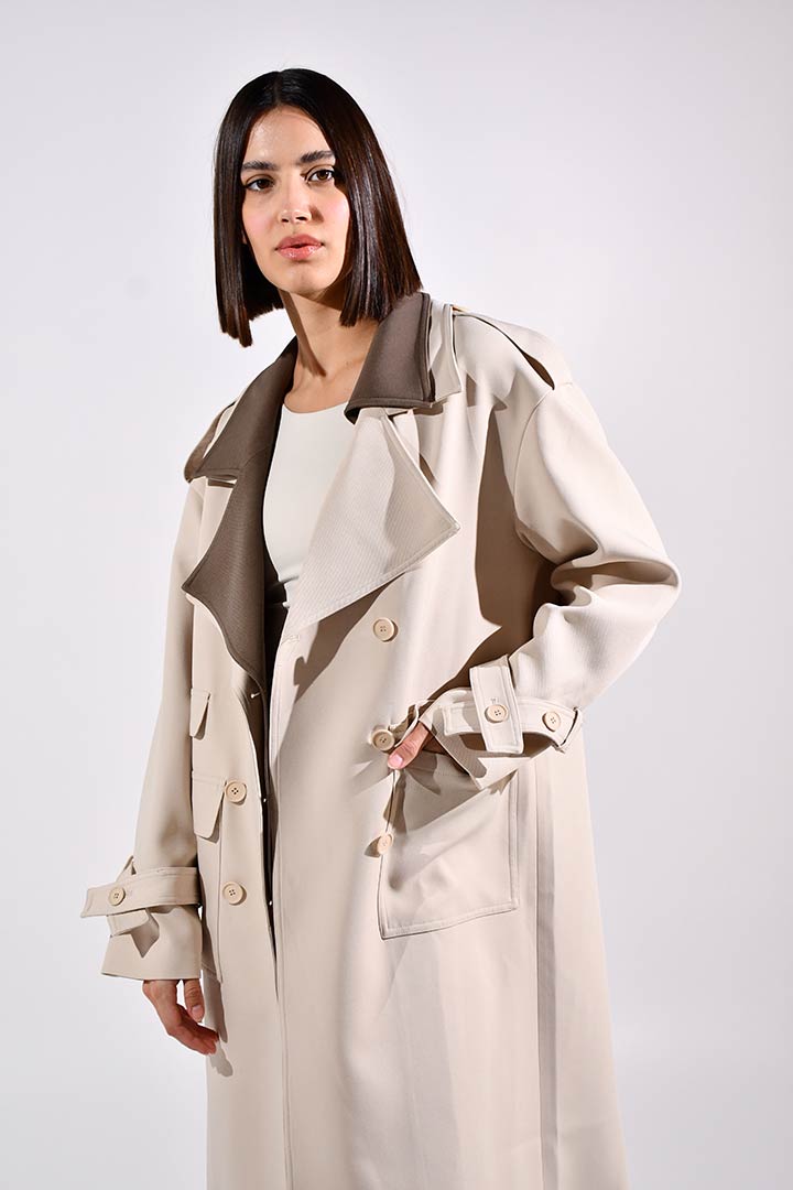 Picture of Double Layered Oversized Trench-Beige