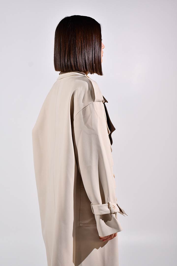 Picture of Double Layered Oversized Trench-Beige