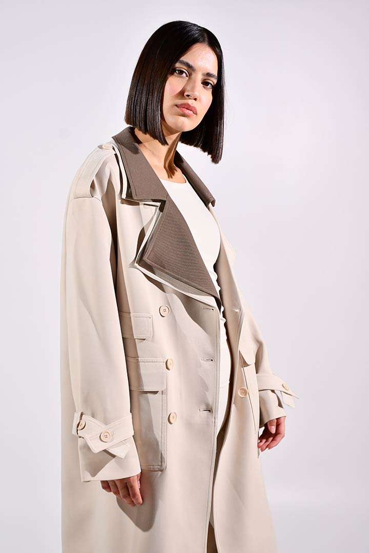 Picture of Double Layered Oversized Trench-Beige