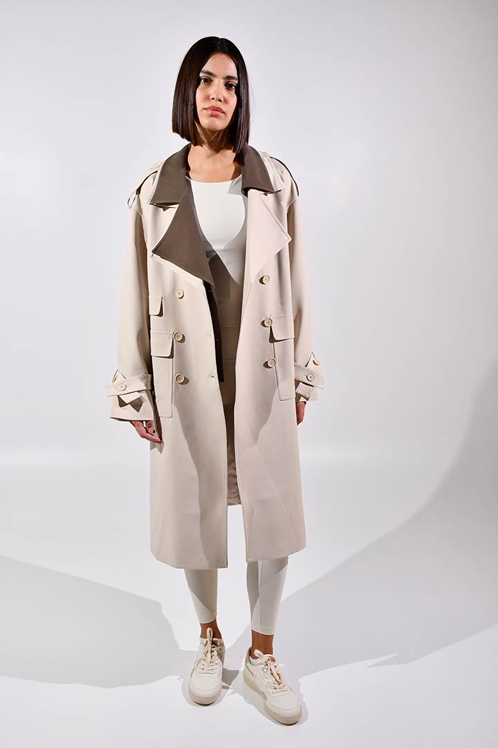 Picture of Double Layered Oversized Trench-Beige