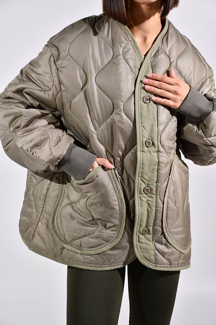Picture of Laura Boyfriend Quilted Coat-Green