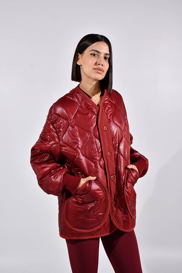 Picture of Laura Boyfriend Quilted Coat-Red