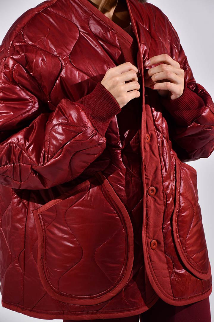 Picture of Laura Boyfriend Quilted Coat-Red