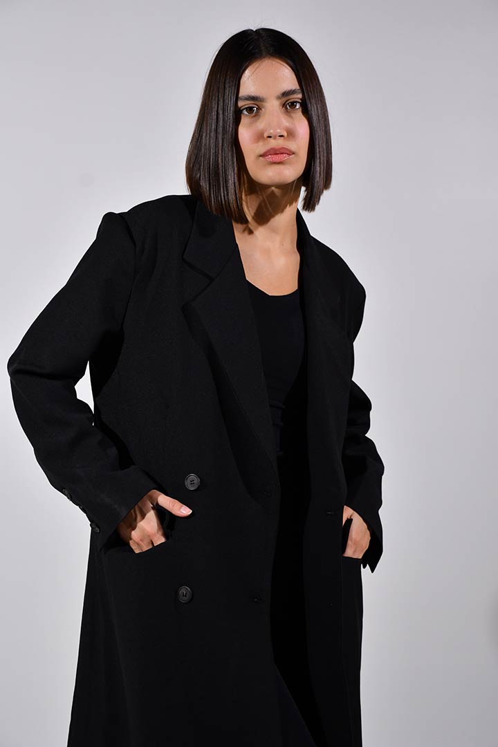 Picture of Marie Double Breasted Coat-Black