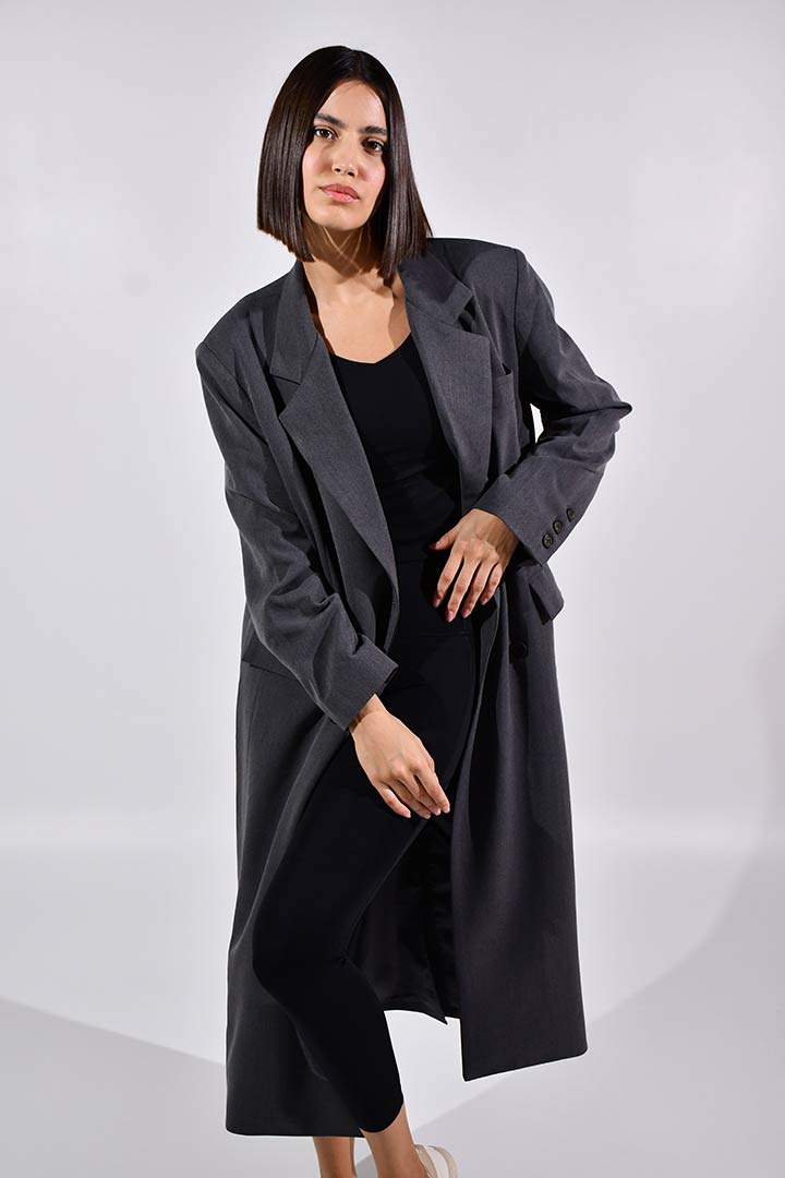 Picture of Marie Double Breasted Coat-Grey
