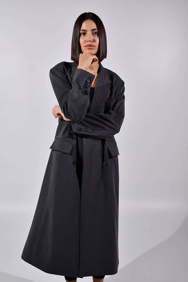 Picture of Marie Double Breasted Coat-Grey