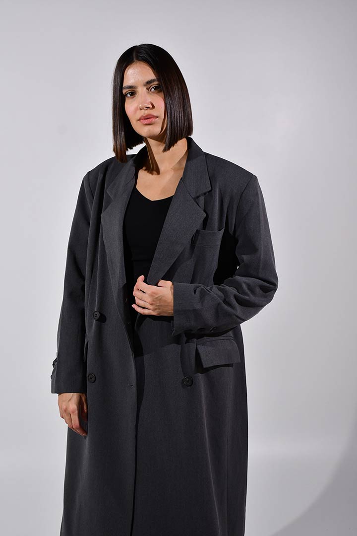Picture of Marie Double Breasted Coat-Grey