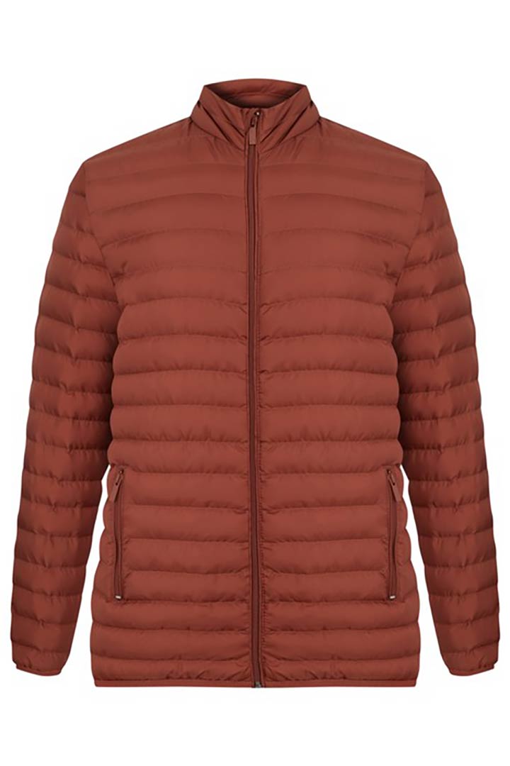 Picture of High Neck Puffer Jacket-Brick Red